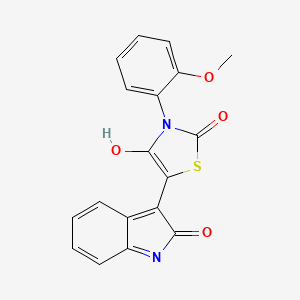 B3698391 3-(2-methoxyphenyl)-5-(2-oxo-1,2-dihydro-3H-indol-3-ylidene)-1,3-thiazolidine-2,4-dione CAS No. 5620-95-1