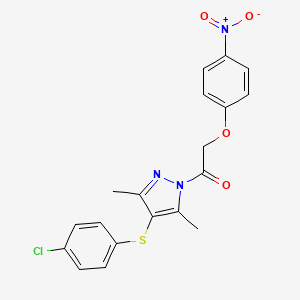 1-[4-(4-Chlorophenyl)sulfanyl-3,5-dimethylpyrazol-1-yl]-2-(4-nitrophenoxy)ethanone