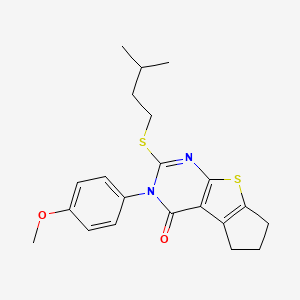 3-(4-methoxyphenyl)-2-[(3-methylbutyl)sulfanyl]-3,5,6,7-tetrahydro-4H-cyclopenta[4,5]thieno[2,3-d]pyrimidin-4-one