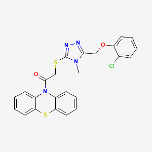 molecular formula C24H19ClN4O2S2 B3698445 2-[[5-[(2-Chlorophenoxy)methyl]-4-methyl-1,2,4-triazol-3-yl]sulfanyl]-1-phenothiazin-10-ylethanone 