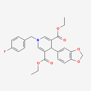 3,5-DIETHYL 4-(2H-1,3-BENZODIOXOL-5-YL)-1-[(4-FLUOROPHENYL)METHYL]-1,4-DIHYDROPYRIDINE-3,5-DICARBOXYLATE