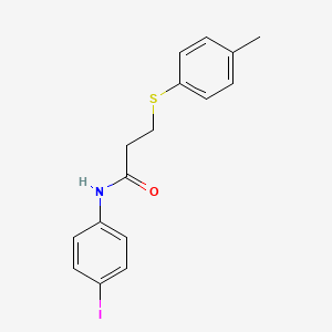 molecular formula C16H16INOS B3698483 N-(4-iodophenyl)-3-[(4-methylphenyl)thio]propanamide 