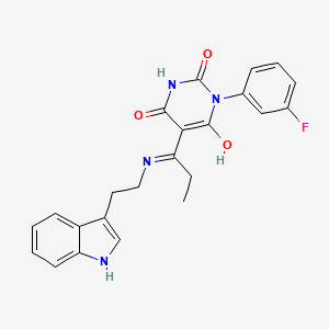 molecular formula C23H21FN4O3 B3698529 5-[C-ethyl-N-[2-(1H-indol-3-yl)ethyl]carbonimidoyl]-1-(3-fluorophenyl)-6-hydroxypyrimidine-2,4-dione 