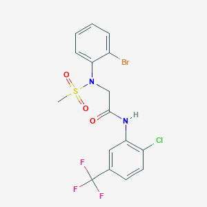 molecular formula C16H13BrClF3N2O3S B3698664 N~2~-(2-bromophenyl)-N~1~-[2-chloro-5-(trifluoromethyl)phenyl]-N~2~-(methylsulfonyl)glycinamide 