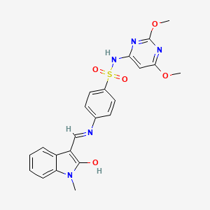 molecular formula C22H21N5O5S B3698714 N-(2,6-DIMETHOXYPYRIMIDIN-4-YL)-4-({[(3E)-1-METHYL-2-OXO-2,3-DIHYDRO-1H-INDOL-3-YLIDENE]METHYL}AMINO)BENZENE-1-SULFONAMIDE 