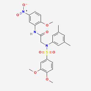 molecular formula C25H27N3O8S B3698721 N~2~-[(3,4-dimethoxyphenyl)sulfonyl]-N~2~-(3,5-dimethylphenyl)-N~1~-(2-methoxy-5-nitrophenyl)glycinamide 