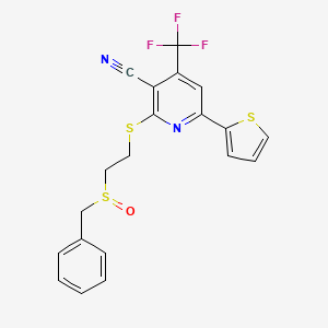 2-(2-Benzylsulfinylethylsulfanyl)-6-thiophen-2-yl-4-(trifluoromethyl)pyridine-3-carbonitrile