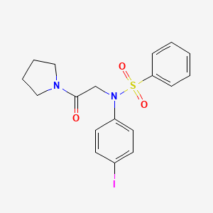 molecular formula C18H19IN2O3S B3698733 N-(4-Iodo-phenyl)-N-(2-oxo-2-pyrrolidin-1-yl-ethyl)-benzenesulfonamide 