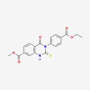 molecular formula C19H16N2O5S B3698789 Methyl 3-[4-(ethoxycarbonyl)phenyl]-4-oxo-2-thioxo-1,2,3,4-tetrahydroquinazoline-7-carboxylate 