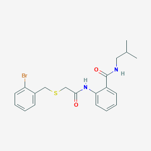 molecular formula C20H23BrN2O2S B3698809 2-({[(2-bromobenzyl)thio]acetyl}amino)-N-isobutylbenzamide 