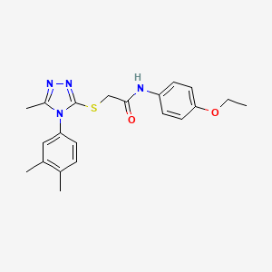 molecular formula C21H24N4O2S B3698874 2-[[4-(3,4-dimethylphenyl)-5-methyl-1,2,4-triazol-3-yl]sulfanyl]-N-(4-ethoxyphenyl)acetamide 