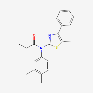 molecular formula C21H22N2OS B3698940 N-(3,4-dimethylphenyl)-N-(5-methyl-4-phenyl-1,3-thiazol-2-yl)propanamide 