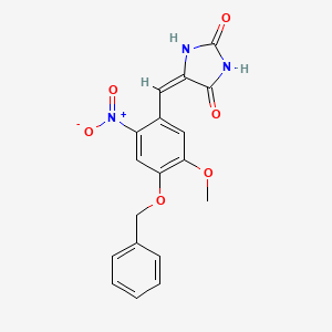 (5E)-5-[(5-methoxy-2-nitro-4-phenylmethoxyphenyl)methylidene]imidazolidine-2,4-dione