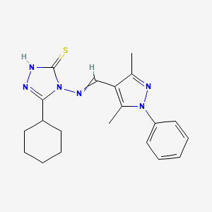 5-cyclohexyl-4-{[(3,5-dimethyl-1-phenyl-1H-pyrazol-4-yl)methylene]amino}-4H-1,2,4-triazole-3-thiol