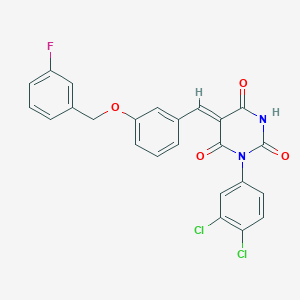 (5Z)-1-(3,4-dichlorophenyl)-5-[[3-[(3-fluorophenyl)methoxy]phenyl]methylidene]-1,3-diazinane-2,4,6-trione