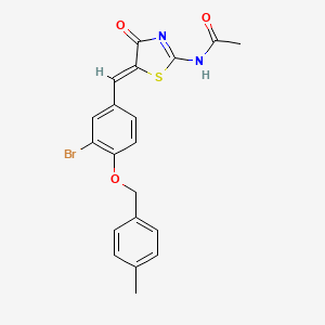 N-[(5Z)-5-{3-bromo-4-[(4-methylbenzyl)oxy]benzylidene}-4-oxo-4,5-dihydro-1,3-thiazol-2-yl]acetamide