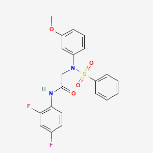 molecular formula C21H18F2N2O4S B3699091 2-[N-(benzenesulfonyl)-3-methoxyanilino]-N-(2,4-difluorophenyl)acetamide 