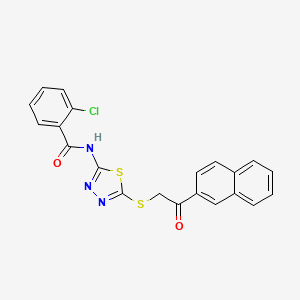 molecular formula C21H14ClN3O2S2 B3699098 2-chloro-N-(5-{[2-(naphthalen-2-yl)-2-oxoethyl]sulfanyl}-1,3,4-thiadiazol-2-yl)benzamide 