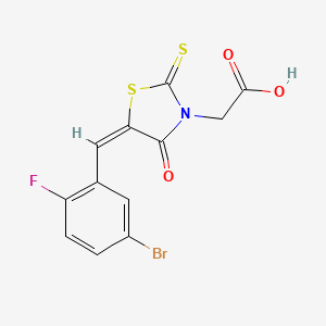 molecular formula C12H7BrFNO3S2 B3699107 [5-(5-bromo-2-fluorobenzylidene)-4-oxo-2-thioxo-1,3-thiazolidin-3-yl]acetic acid 