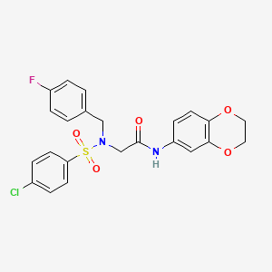 molecular formula C23H20ClFN2O5S B3699119 N~2~-[(4-chlorophenyl)sulfonyl]-N-(2,3-dihydro-1,4-benzodioxin-6-yl)-N~2~-(4-fluorobenzyl)glycinamide 