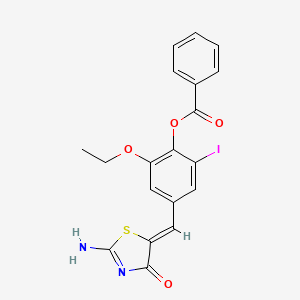 [4-[(Z)-(2-amino-4-oxo-1,3-thiazol-5-ylidene)methyl]-2-ethoxy-6-iodophenyl] benzoate