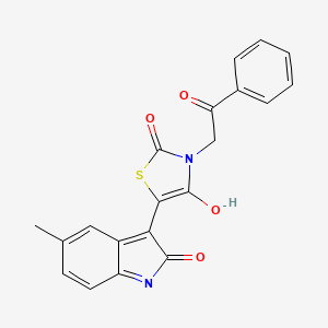 5-(5-methyl-2-oxo-1,2-dihydro-3H-indol-3-ylidene)-3-(2-oxo-2-phenylethyl)-1,3-thiazolidine-2,4-dione