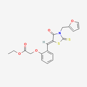 molecular formula C19H17NO5S2 B3699154 ethyl (2-{[3-(2-furylmethyl)-4-oxo-2-thioxo-1,3-thiazolidin-5-ylidene]methyl}phenoxy)acetate 