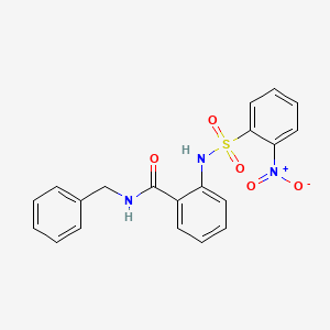 molecular formula C20H17N3O5S B3699241 N-benzyl-2-{[(2-nitrophenyl)sulfonyl]amino}benzamide 