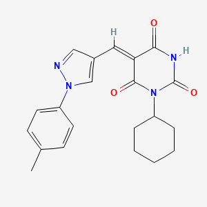 (5Z)-1-cyclohexyl-5-[[1-(4-methylphenyl)pyrazol-4-yl]methylidene]-1,3-diazinane-2,4,6-trione