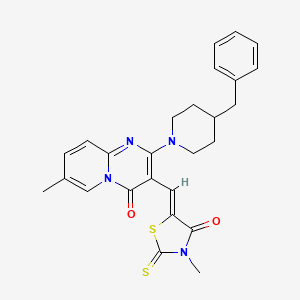 molecular formula C26H26N4O2S2 B3699267 (5Z)-5-{[2-(4-BENZYLPIPERIDIN-1-YL)-7-METHYL-4-OXO-4H-PYRIDO[1,2-A]PYRIMIDIN-3-YL]METHYLIDENE}-3-METHYL-2-SULFANYLIDENE-1,3-THIAZOLIDIN-4-ONE 