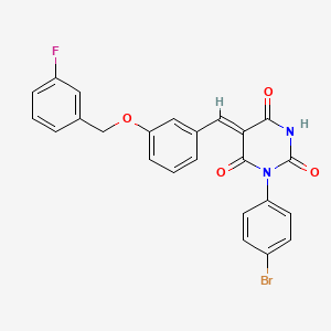 (5Z)-1-(4-bromophenyl)-5-[[3-[(3-fluorophenyl)methoxy]phenyl]methylidene]-1,3-diazinane-2,4,6-trione