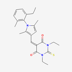 molecular formula C24H29N3O2S B3699333 1,3-diethyl-5-{[1-(2-ethyl-6-methylphenyl)-2,5-dimethyl-1H-pyrrol-3-yl]methylidene}-2-thioxodihydropyrimidine-4,6(1H,5H)-dione 