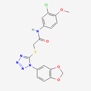 2-[1-(1,3-benzodioxol-5-yl)tetrazol-5-yl]sulfanyl-N-(3-chloro-4-methoxyphenyl)acetamide