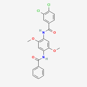 molecular formula C22H18Cl2N2O4 B3699387 N-[4-(benzoylamino)-2,5-dimethoxyphenyl]-3,4-dichlorobenzamide 