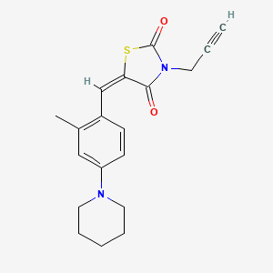 molecular formula C19H20N2O2S B3699399 (5E)-5-[2-methyl-4-(piperidin-1-yl)benzylidene]-3-(prop-2-yn-1-yl)-1,3-thiazolidine-2,4-dione 