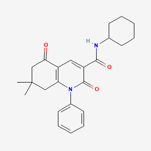 molecular formula C24H28N2O3 B3699411 N-cyclohexyl-7,7-dimethyl-2,5-dioxo-1-phenyl-6,8-dihydroquinoline-3-carboxamide 