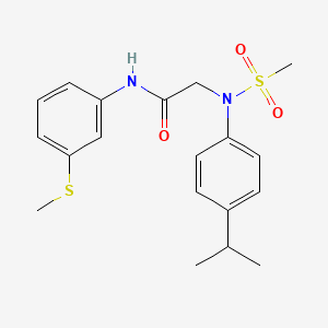 molecular formula C19H24N2O3S2 B3699448 N-[3-(methylsulfanyl)phenyl]-N~2~-(methylsulfonyl)-N~2~-[4-(propan-2-yl)phenyl]glycinamide 