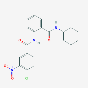 molecular formula C20H20ClN3O4 B3699472 4-chloro-N-{2-[(cyclohexylamino)carbonyl]phenyl}-3-nitrobenzamide 