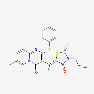 3-[(Z)-(3-allyl-4-oxo-2-thioxo-1,3-thiazolidin-5-ylidene)methyl]-7-methyl-2-(phenylthio)-4H-pyrido[1,2-a]pyrimidin-4-one