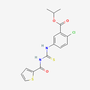 molecular formula C16H15ClN2O3S2 B3699493 Propan-2-yl 2-chloro-5-(thiophene-2-carbonylcarbamothioylamino)benzoate 