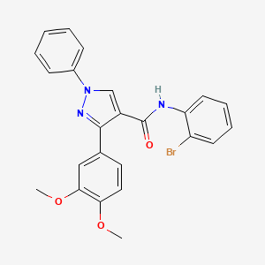 molecular formula C24H20BrN3O3 B3699515 N-(2-bromophenyl)-3-(3,4-dimethoxyphenyl)-1-phenylpyrazole-4-carboxamide 