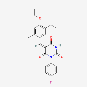 (5E)-5-[4-ethoxy-2-methyl-5-(propan-2-yl)benzylidene]-1-(4-fluorophenyl)pyrimidine-2,4,6(1H,3H,5H)-trione