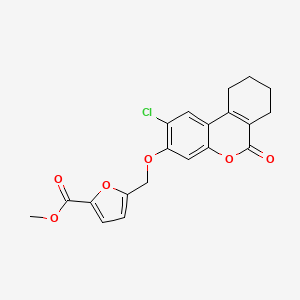 molecular formula C20H17ClO6 B3699579 methyl 5-{[(2-chloro-6-oxo-7,8,9,10-tetrahydro-6H-benzo[c]chromen-3-yl)oxy]methyl}-2-furoate 