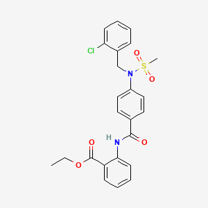 molecular formula C24H23ClN2O5S B3699654 ethyl 2-({4-[(2-chlorobenzyl)(methylsulfonyl)amino]benzoyl}amino)benzoate 