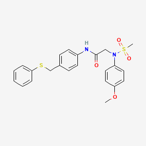 molecular formula C23H24N2O4S2 B3699656 2-(4-methoxy-N-methylsulfonylanilino)-N-[4-(phenylsulfanylmethyl)phenyl]acetamide 