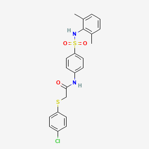 molecular formula C22H21ClN2O3S2 B3699717 2-[(4-chlorophenyl)sulfanyl]-N-{4-[(2,6-dimethylphenyl)sulfamoyl]phenyl}acetamide 