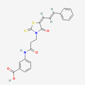 3-({3-[4-oxo-5-(3-phenyl-2-propen-1-ylidene)-2-thioxo-1,3-thiazolidin-3-yl]propanoyl}amino)benzoic acid