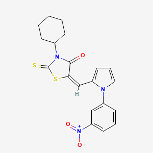 molecular formula C20H19N3O3S2 B3699758 3-cyclohexyl-5-{[1-(3-nitrophenyl)-1H-pyrrol-2-yl]methylene}-2-thioxo-1,3-thiazolidin-4-one 