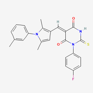 molecular formula C24H20FN3O2S B3699784 5-{[2,5-dimethyl-1-(3-methylphenyl)-1H-pyrrol-3-yl]methylene}-1-(4-fluorophenyl)-2-thioxodihydro-4,6(1H,5H)-pyrimidinedione 