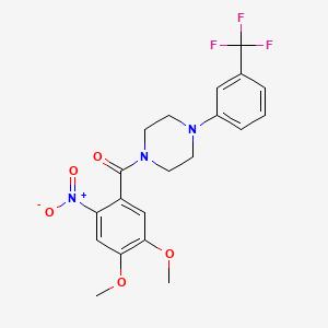 molecular formula C20H20F3N3O5 B3699793 (4,5-DIMETHOXY-2-NITROPHENYL){4-[3-(TRIFLUOROMETHYL)PHENYL]PIPERAZINO}METHANONE 